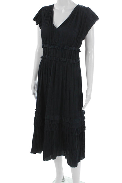 Modern Citizen Women Black V-Neck Short Sleeve Maxi Dress Size XS