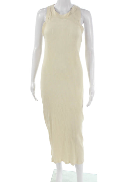 ROSAE Womens Tank Dress Ivory Sleeveless Organic Cotton Long Pullover Size 34