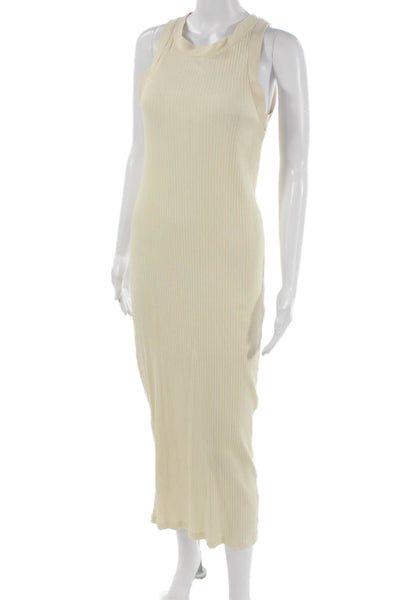 ROSAE Womens Tank Dress Ivory Sleeveless Organic Cotton Long Pullover Size 34