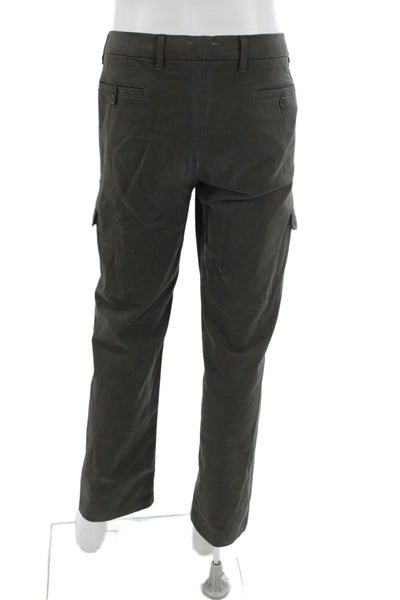 Saks Fifth Avenue Mens Cargo Pants Green Cotton Button Size 34