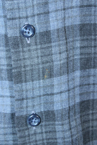 Proper Cloth Mens Cotton Plaid Print Long Sleeve Button-Down Shirt Blue Size M