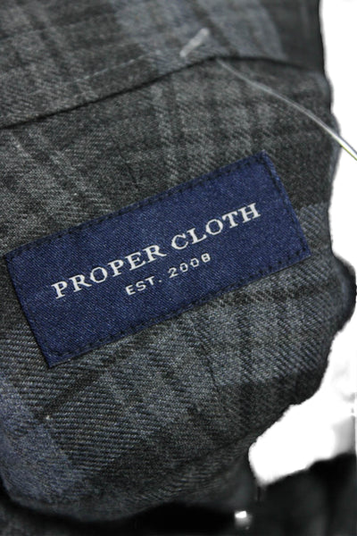 Proper Cloth Mens Cotton Plaid Print Long Sleeve Button-Down Shirt Blue Size M