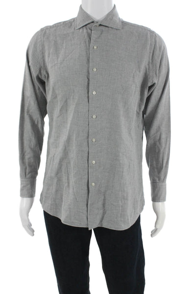 Proper Cloth Mens Cotton Long Sleeve Casual Button-Down Shirt Solid Gray Size M