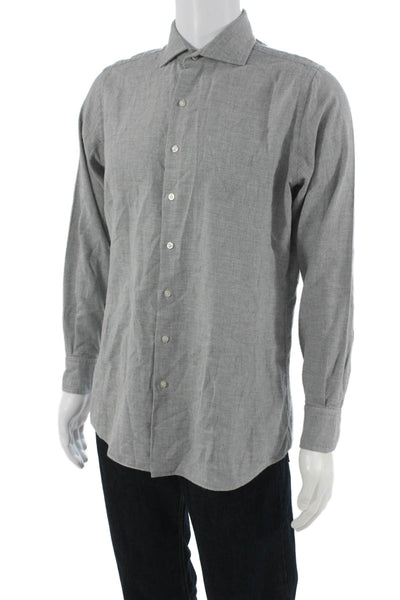 Proper Cloth Mens Cotton Long Sleeve Casual Button-Down Shirt Solid Gray Size M