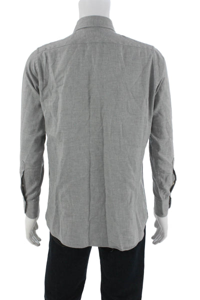 Proper Cloth Mens Cotton Long Sleeve Casual Button-Down Shirt Solid Gray Size M