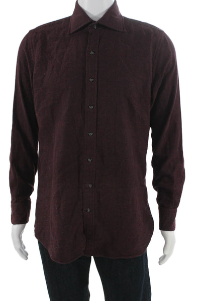 Proper Cloth Mens Cotton Long Sleeve Casual Button-Down Shirt Solid Red Size M