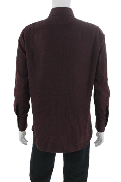 Proper Cloth Mens Cotton Long Sleeve Casual Button-Down Shirt Solid Red Size M