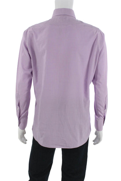 Proper Cloth Mens Cotton Checkered Long Sleeve Button-Down Shirt Purple Size M