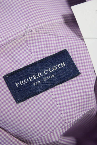 Proper Cloth Mens Cotton Checkered Long Sleeve Button-Down Shirt Purple Size M