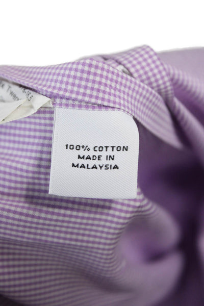 Proper Cloth Mens Cotton Checkered Long Sleeve Button-Down Shirt Purple Size M