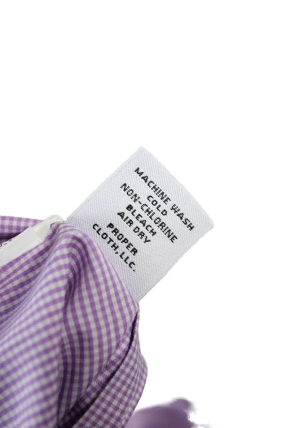 Proper Cloth Mens Cotton Checkered Long Sleeve Button-Down Shirt Purple Size M