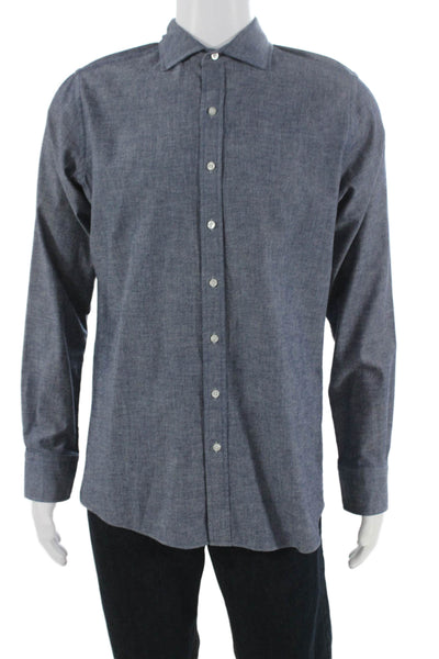Proper Cloth Mens Collared Long Sleeve Casual Button-Down Shirt Blue Size M