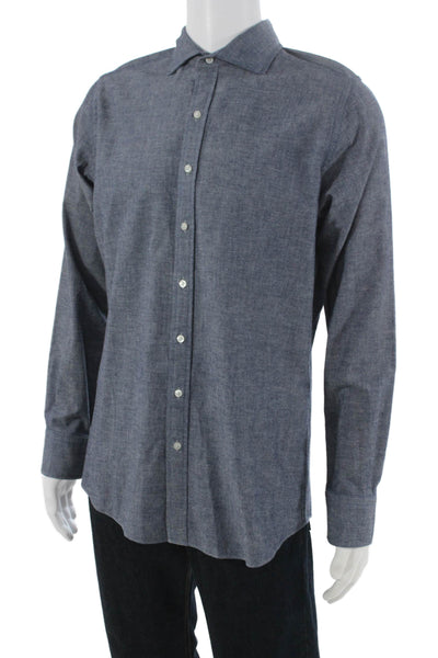 Proper Cloth Mens Collared Long Sleeve Casual Button-Down Shirt Blue Size M