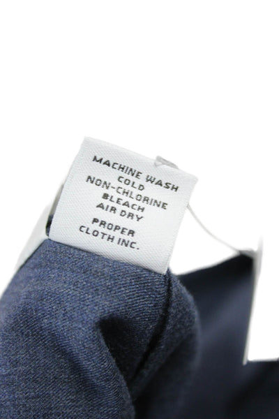 Proper Cloth Mens Cotton Long Sleeve Casual Button-Down Shirt Solid Blue Size M