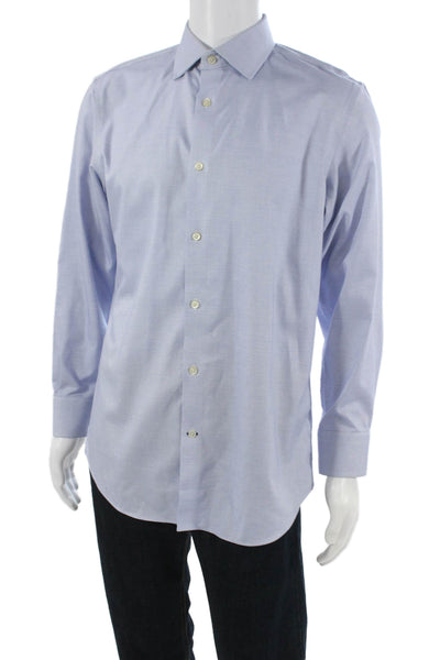 Banana Republic Mens Geometric Long Sleeve Button-Down Shirt Blue Size M