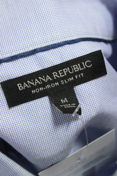 Banana Republic Mens Geometric Long Sleeve Button-Down Shirt Blue Size M