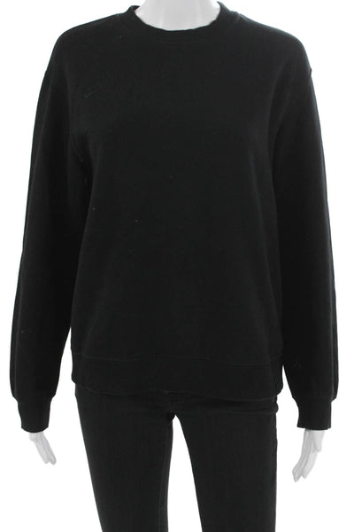 Zara Womens Pullover Sweatshirt Black Cotton Crew Neck Long Sleeve Size S