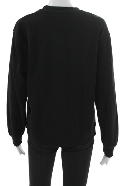 Zara Womens Pullover Sweatshirt Black Cotton Crew Neck Long Sleeve Size S