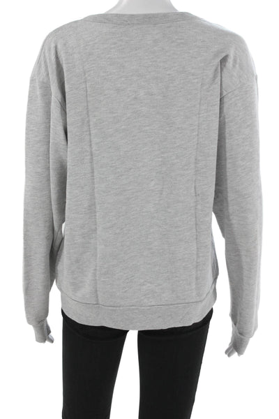 Still Here Women Pullover Gray Cotton Crew Neck Long Sleeve Size S
