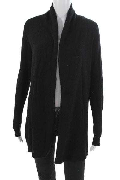 White + Warren Women Black Cashmere Collared Cardigan Long Sleeve Size XS