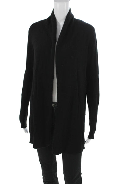 White + Warren Women Black Cashmere Collared Cardigan Long Sleeve Size XS