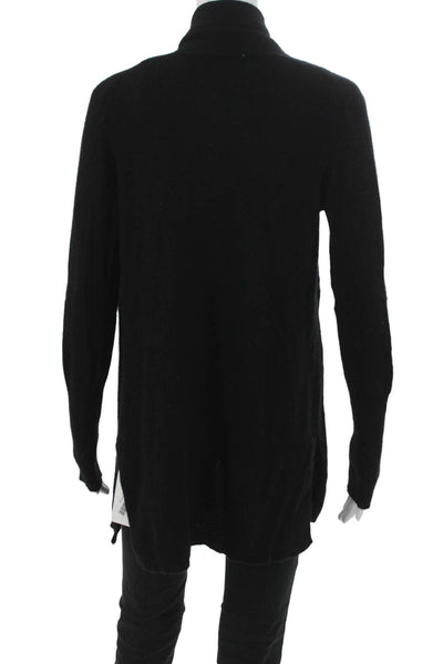 White + Warren Women Black Cashmere Collared Cardigan Long Sleeve Size XS