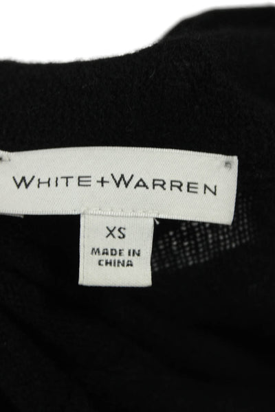 White + Warren Women Black Cashmere Collared Cardigan Long Sleeve Size XS