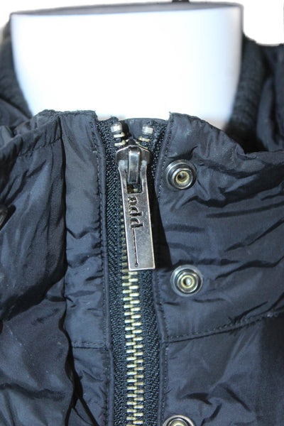 Add Women Puffer Jacket Black Down Zip Long Sleeve Size S