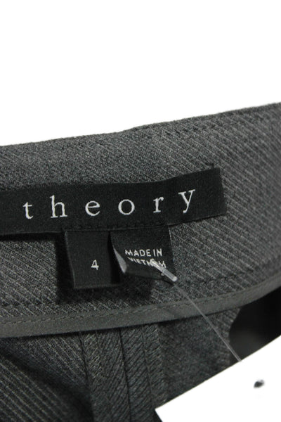 Theory Womens Ankle Pants Gray Virgin Wool Zip 28in Size 4