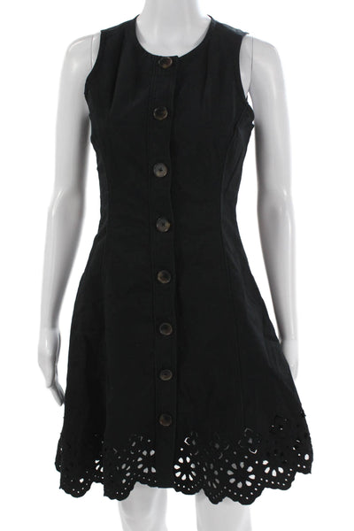 Derek Lam 10 Crosby Womens A-Line Mini Dress Black Sleeveless Button Size 2