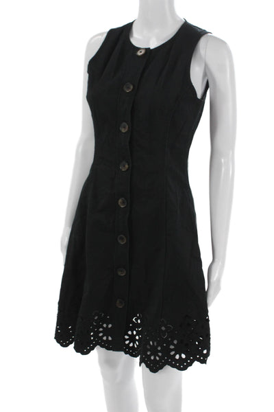 Derek Lam 10 Crosby Womens A-Line Mini Dress Black Sleeveless Button Size 2