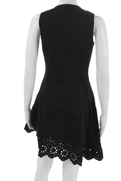 Derek Lam 10 Crosby Womens A-Line Mini Dress Black Sleeveless Button Size 2