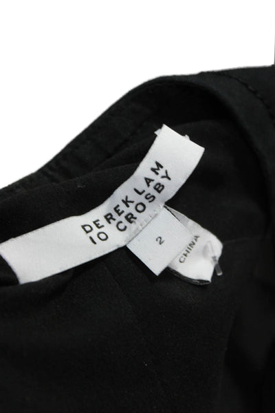 Derek Lam 10 Crosby Womens A-Line Mini Dress Black Sleeveless Button Size 2