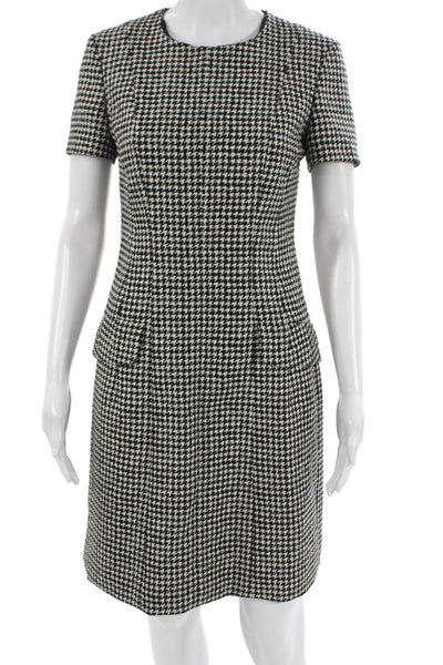 Michael Kors Collection Womens Sheath Dress Black Houndstooth Size 4