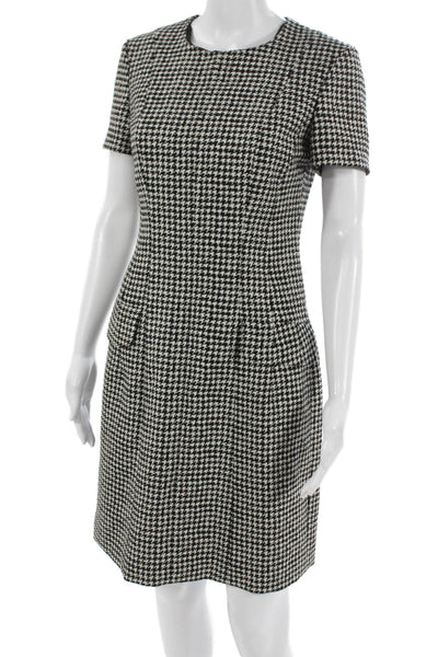 Michael Kors Collection Womens Sheath Dress Black Houndstooth Size 4