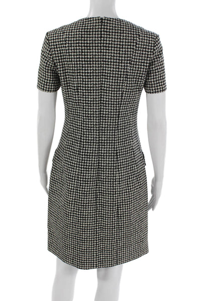 Michael Kors Collection Womens Sheath Dress Black Houndstooth Size 4