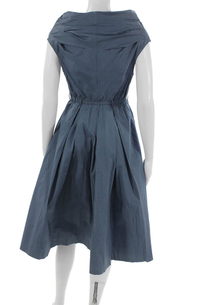 Tracy Reese Womens Wrap Dress Blue Cowl Neck Sleeveless Cotton Size 4