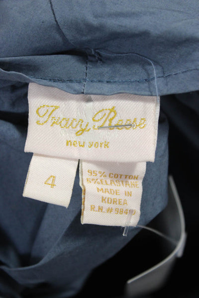 Tracy Reese Womens Wrap Dress Blue Cowl Neck Sleeveless Cotton Size 4