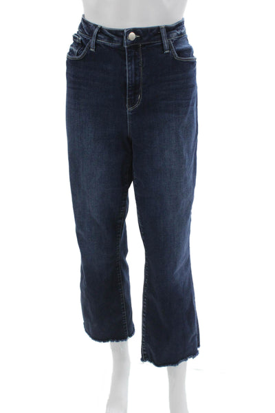L'Agence Womens Cropped High Rise Jeans Blue Button Size 32
