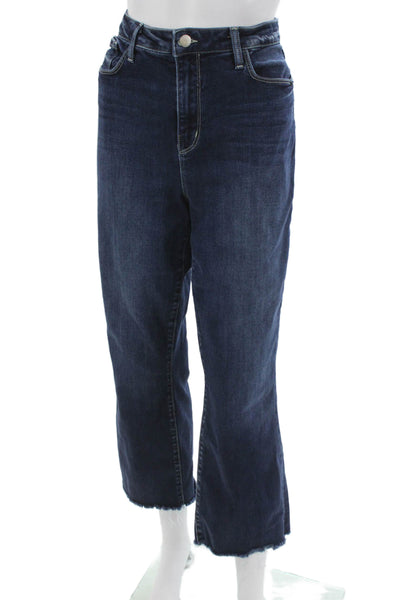 L'Agence Womens Cropped High Rise Jeans Blue Button Size 32