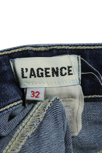 L'Agence Womens Cropped High Rise Jeans Blue Button Size 32