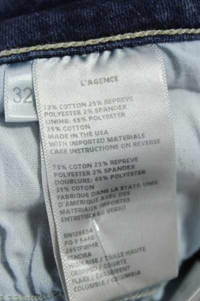 L'Agence Womens Cropped High Rise Jeans Blue Button Size 32