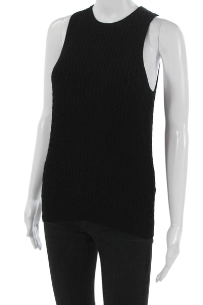 Zara Womens Basic Sleeveless Wool Tank Black Round Neck Size L