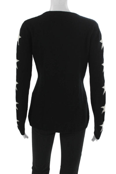 Aqua Cashmere Women Pullover Sweater Black Crew Neck Size M