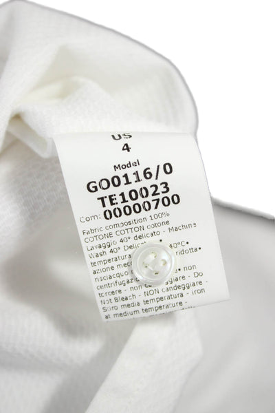 G. Womens Basic White Cotton Round Neck Long Sleeve Pullover Blouse Size 4