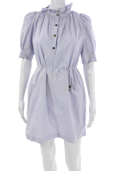 Apiece Apart Women Shirt Dress Purple Cotton Collared Short Sleeve Size 0