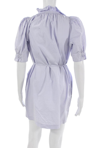 Apiece Apart Women Shirt Dress Purple Cotton Collared Short Sleeve Size 0