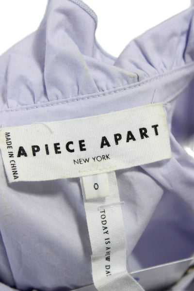 Apiece Apart Women Shirt Dress Purple Cotton Collared Short Sleeve Size 0