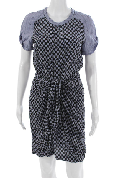 Isabel Marant Women Blouson Silk Geometric Short Sleeve Dress Size 36