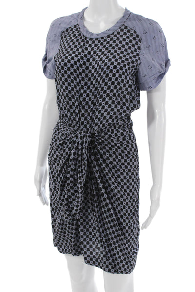 Isabel Marant Women Blouson Silk Geometric Short Sleeve Dress Size 36